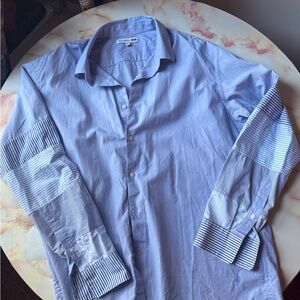 Rare! JW ANDERSON for Uniqlo Light Blue Shirt with Striped Sleeves